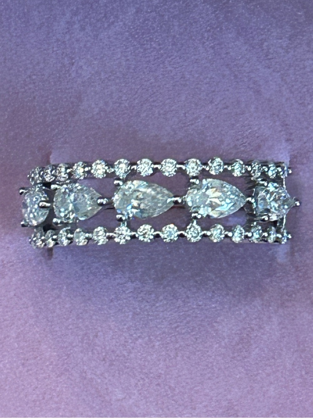 2.00CTW Round & Pear Shaped Moissanite 925 Sterling Silver Eternity Band Ring 💍 - Picture 11 of 13